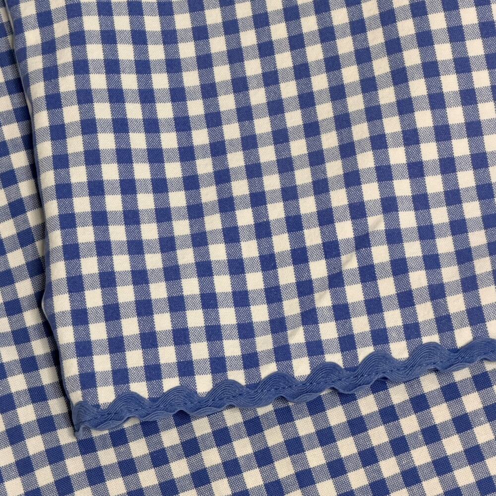 Vtg Martha Stewart Cafe Curtains & Valance Blue White Rick Rack Gingham 60x36